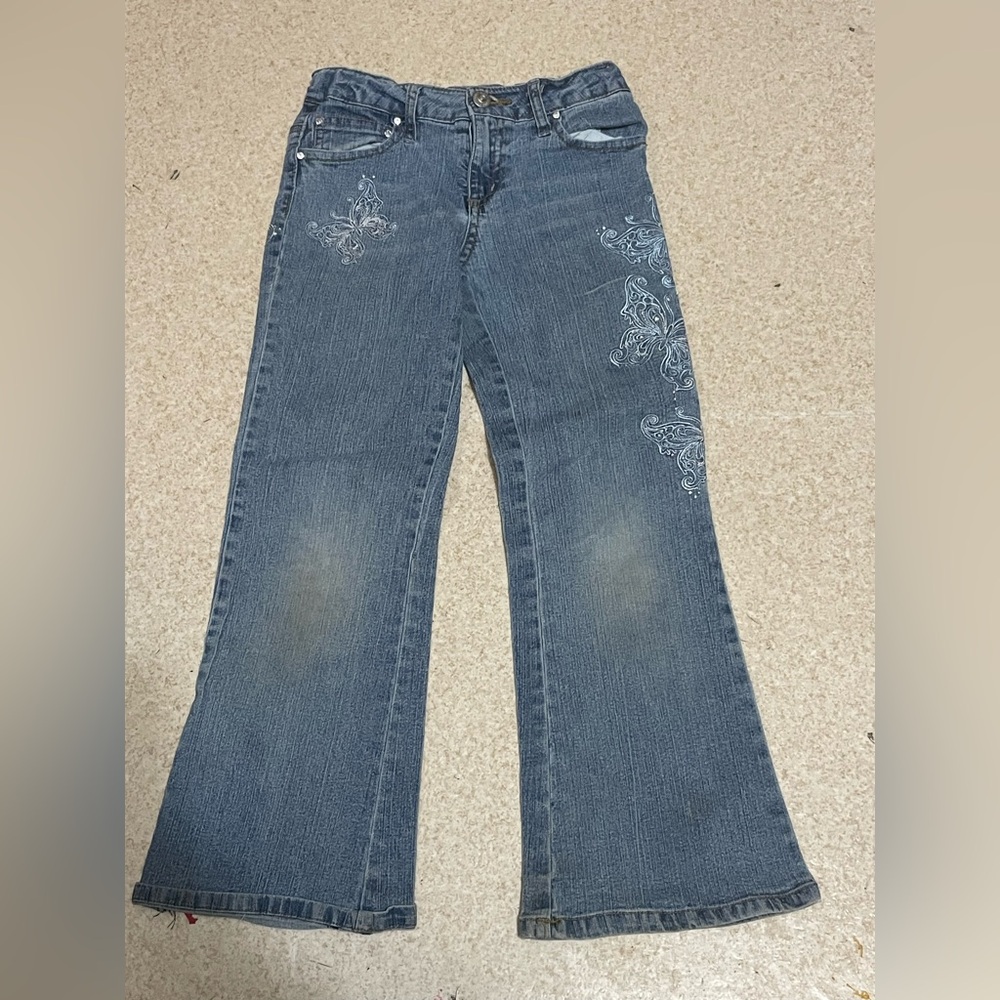 Faded Glory Kids Blue Embroidered Jeans size 7
